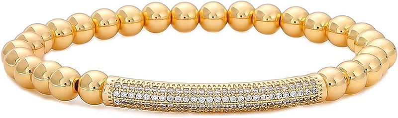 GOOJIDS Surfer Heishi Clay Bead Bracelets for Women Bohemian Stackable Gold Plated Beaded Stretch Bracelets Elastic Layering Friendship Bracelets Set Boho Jewelry - Image 1